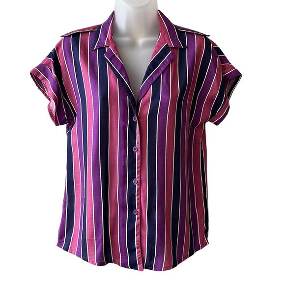 VINTAGE 1980’s Dead Stock Charlie California Striped Blouse Size Small - Picture 1 of 6